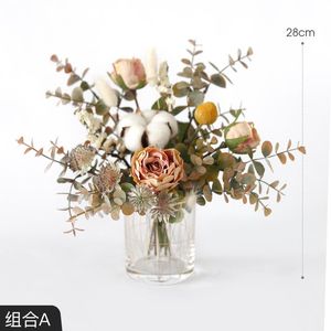 装飾的な花の花輪人工花のシミュレーション乾燥花束ホームリビングルーム装飾花のアレンジメント装飾ボックスウェディングブーク