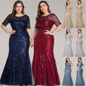 Robe Longue Elegant Mermaid O Neck Short Sleeve Summer Maxi Dress Bodycon Plus Size Dress Woman Party Night Robe Femme Vestidos 210322