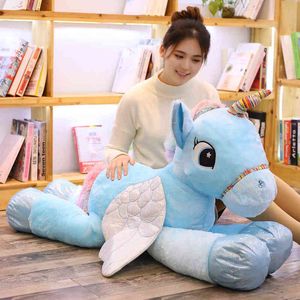 1PC 506090cm Kawaii Unicorn Hugs Giant Cuddly Animal Horse Toy for Ldren Soft Doll Doll Home Decor Lover Birthday Gift J220729