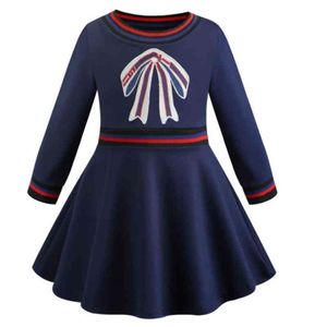 Abiti da ragazza a maniche lunghe bambine abiti primaverili invernali abiti in cotone abiti in stile inglese per bambini 2-10 anni 210329