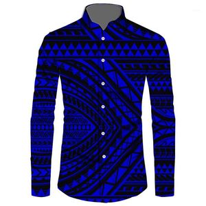 Camicie eleganti da uomo 6XL 2022 Camicia casual da uomo a maniche lunghe di marca di moda Turn Down Abbigliamento samoano Poliestere Stretch Blu Verde