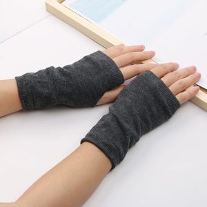 Fem fingrar handskar vinter stickade fingerlösa varma vantar fast färg mjuk hand för kvinnor flicka hålla händerna