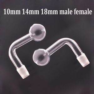 wholesale 10mm 14mm 18mm Male female big size glass bowls Pyrex Glass Oil Burner Pipe Transparent Clear Tobacco Bent Hookah Adapter Thick Bong Smoking Shisha Tubes