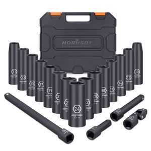 Hand Tools 20pcs 1/2" Drive Metric Impact Socket Set Universal Socket Metric Drive Deep Socket Set Wrench for Air Pneumatic Repair Tools 110HMCLUB