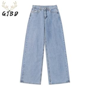 Kvinnors Jeans Wide Leg Casual Streetwear Femme High Waist Trouser Vintage Baggy Fashion Straight Mom Denim Pants 220402