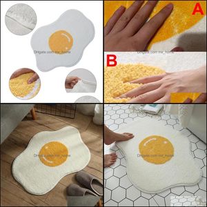 Poached Egg Shape Carpet Funny Entrance Non-Slip Bath Mat Kitchen Rug Cren Modern Home Decoration 220329 Drop Delivery 2021 Carpets Textiles