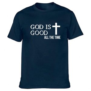 Gud är bra hela tiden tro Christ t skjortor grafiska bomullsgata streetwear kort ärm t-shirt herr kläder