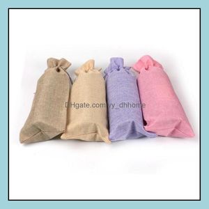 Andra barprodukter Barware Kitchen Dining Home Garden LL Burlap Wine Bottle Bags Champagne ers Gift Pouch Pack DH04I