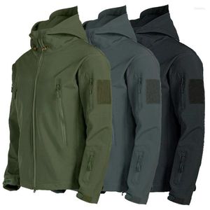 사냥 재킷 Softshell Tactical Men 바람 방해 방수 후드 플리스 양털 코트 위장 군사 스포츠 하이킹 재킷 Chaquetas Hombrehunt