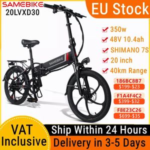 EU-lager Samebike 20LVXD30 Folding MTB Elcykel 20 Inch Tire Speed Cykel 48V 350W 35km/h 10,4Ah E-cykel inklusive moms