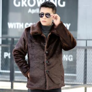 Men's Fur & Faux Black Brown Mink Leather Jacket Mens Warm Coat Men Loose Jackets Clothes Winter Autumn Thicken Fashion