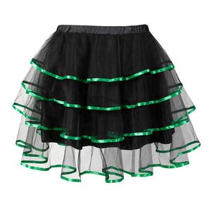 Skirts Women Multilayer Sexy Striped Mini Pleated Skirt Showgirl Party Mesh Tulle Dance Tutu Match Corset Plus Size S-6XL
