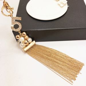 K201 Tassel Pearls Porte Clef Long KeyChain Знаменитая бренда № 5 Keyring Key Chains для женщин.