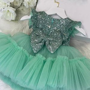 Girl's Dresses Baby Flower Girls Princess Dress For Weddings Sequin Formal Prom Shiny Tulle Tutu Toddler Girl Kids Christmas DressesGirl's