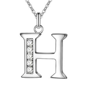 Pendant Necklaces Letters Initial Necklace For Women Silver Color Disc Cubic Zirconia Alphabet Men Hip Hop JewelryPendant