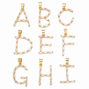 Pendanthalsband Big CZ Letter Necklace DIY Copper Gold Plated Initial Alphabet Name Jewelry Making Colgante de letra PDTA850VENDANT