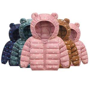 Unisex Kids Hooded Down Jackets Autumn Winter Cartoon Warm Baby Tops Children Boy Girl Zipper Snowsuit Outerwear Clothing J220718