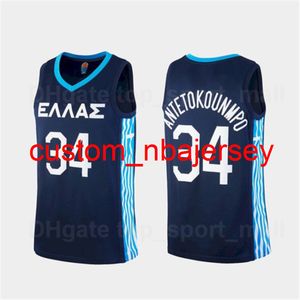 Milli Takım Yunanistan Basketbol Forması Giannis Antetokounmpo 34 Donanma Mavi Renk Nefes Saf Pamuk Özel Ad Numarası Adam