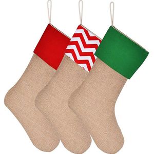 45x30CM 7 Colors High Quality Canvas Christmas Stocking Gift Bags Xmas Kids Large Xmas Plain Burlap Decorative New Year Socks Package SN4640