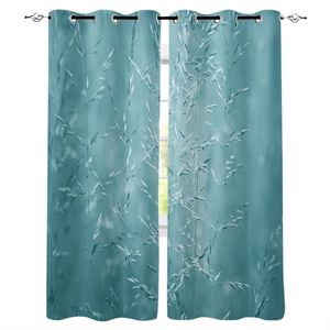 Curtain & Drapes Turquoise Bright Plant Window Curtains Living Room Kitchen For Bedroom Left And Right Biparting Open CurtainsCurtain