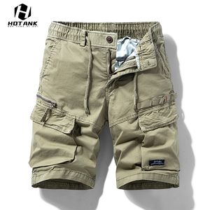 Summer Men Shorts Fashion Cargo Zipper Casual Múltiplos bolsos militares calças curtas Militas de rua de corrida solta 220714