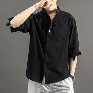 Vestuário étnico homens chinês camisa tradicional estilo moda cor sólida estande gola blusa top casual desempenho tai chi uniforme vin