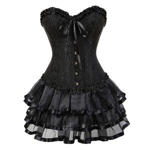 Sexy Corsets For Women Plus Size Costume Overbust Burlesque Corset And Skirt Set Tutu Corselet Victorian Fashion Gowns 220524