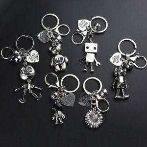 Urso Robô venda por atacado-Atacado criativo metal pingente keychain cool metal charme chaveiro com spaceman urso robô estilo de esqueleto chaveiros pingentes