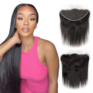 13x6 inch Transparent Lace Frontal Closure Brazilian Straight Ear to Ear Frontals with Bundles Human Pre Plucked Hairline With Baby Hair Bella Hair