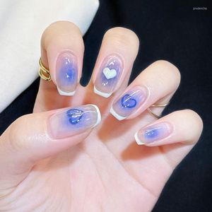 Ложные гвозди 24pcs Nail French Pattern Design Press на удлинительном декоре Съемный искусственный полная крышка поддельные инструменты DIY Art PruD22