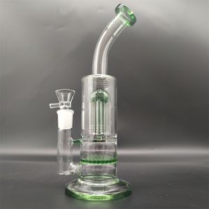 Pipa ad acqua in vetro verde da 10,6 pollici Bong Narghilè Bong Tabacco da fumo Ciotola da 18 mm