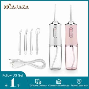 Doustny irygator USB ładowalny woda flosser dentystyczna dentystyczna dentystyka 220 ml zębów czyszczenie zębów z 4 dyszą 220510