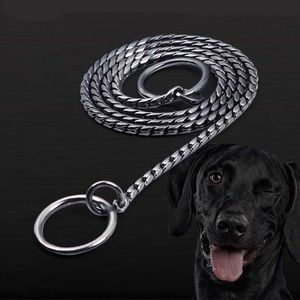 Dog Collars & Leashes Pet P Snake Chain Chrome Plated Stainless Steel For Small Dogs Training Choke Necklace Leash 10ADog