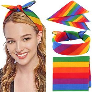 Sciarpe Bandana arcobaleno Sciarpa quadrata unisex per forniture per feste Feste Gay Pride LGBTQ Bandane Fazzoletto per capelli