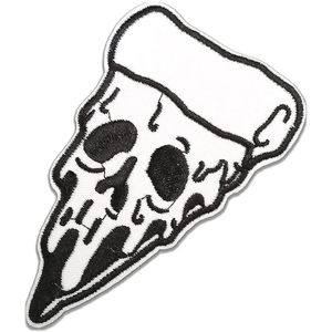 Syföreställningar Skull Pizza Brodery Patches järn på för klädtröjor Biker Jackor Custom Patch