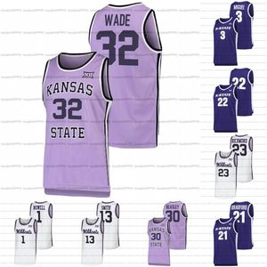 CeoA3740 Custom Kansas State Wildcats Jersey NCAA College Basketball 13 Mark Smith 32 Dean Wade 30 Michael Beasley 1 Markquis Nowell 23 Mitch