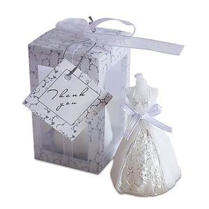 1PC White Bride Dress Shape Design Candle Elegant Bridal Boxed Candles Valentines Day Wedding Party Surprise Decor Gifts Inventory Wholesale