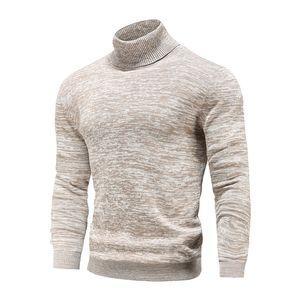 Vintermän Turtleneck tröjor Cotton Slim Stickovers Män Solid Color Casual Sweaters Male Autumn Knitwear 220817