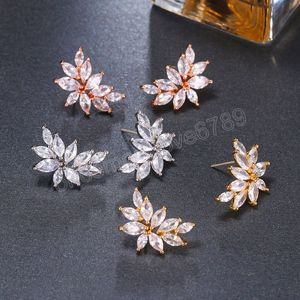 Klasyczne kryształowe klaster kropla kolczyki dla kobiet luksusowe liście ślubne kolczyki ślubne biżuterii druhna