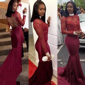 Abiti da festa African Borgogna Mermaid Prom 2022 Vestidos De Fiesta Largos Elegantes Gala Black Girls Women Abito da sera formale