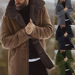 Men's Solid Coat Winter Thicken Warm Jacket Vintage Outwear Windproof Chamarra Hombre Fleece Veste Homme Men Parkas Clohtes