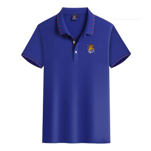 Real Sociedad Men Summer Leisure High-End Combed Cotton T-Shirt Professional Short Sleeve Lapel Shirt