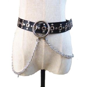 Belts Women Punk Rave Rock Leather Waist Belt Sexy Tassel Chain Rivet Harness Harajuku Gothic Femme Body Straps SuspendersBelts