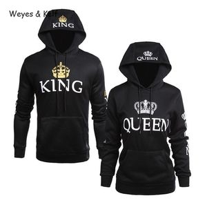 Weyes Kelf Queen King tryckt långärmade hoodies par tröja tröja hoodies kvinna tröja långärmad valentiner LJ201103