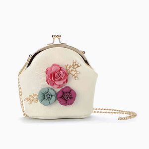 8458 Floral and pearls decoration fashion pu leather charming women clutch purse bags lady party evening clutch hand bag