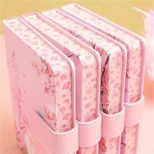 日本の桜の創造的な磁気バックル手帳かわいいノートの厚い日記のノートブック旅行会社のオフィスの学用品220401