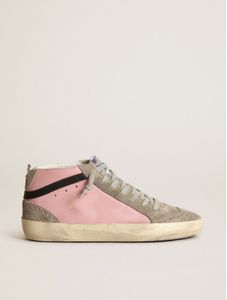 skor designer toppversion casual sneakers mid stjärna ltd i rosa läder med silver glitter stjärna och svart blixt