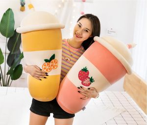 Three Colors Bubble Tea Plush Toy Stuffed Animal Cute Food Cup Fruit Boba Plush Soft Cushion Birthday Gift