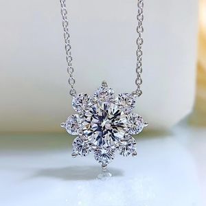 Kedjor solros halsband S925 silver inlagd högkol diamant blinkande kvinnors smycken 40 3chains chainschains