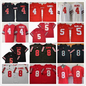 NCAA Ohio State Buckeyes College Football Jersey 4 Santonio Holmes 5 Garrett Wilson 8 Trey Sermon 9 Binjimen Victor 12 Cardale Jones High Quality stitched Red